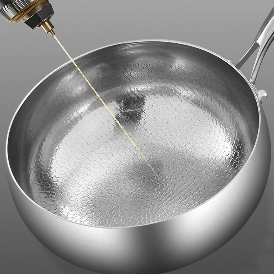 24cm Wok Pan Deep Frying Pan with Lid Titanium Coating Quick-Heating Flat