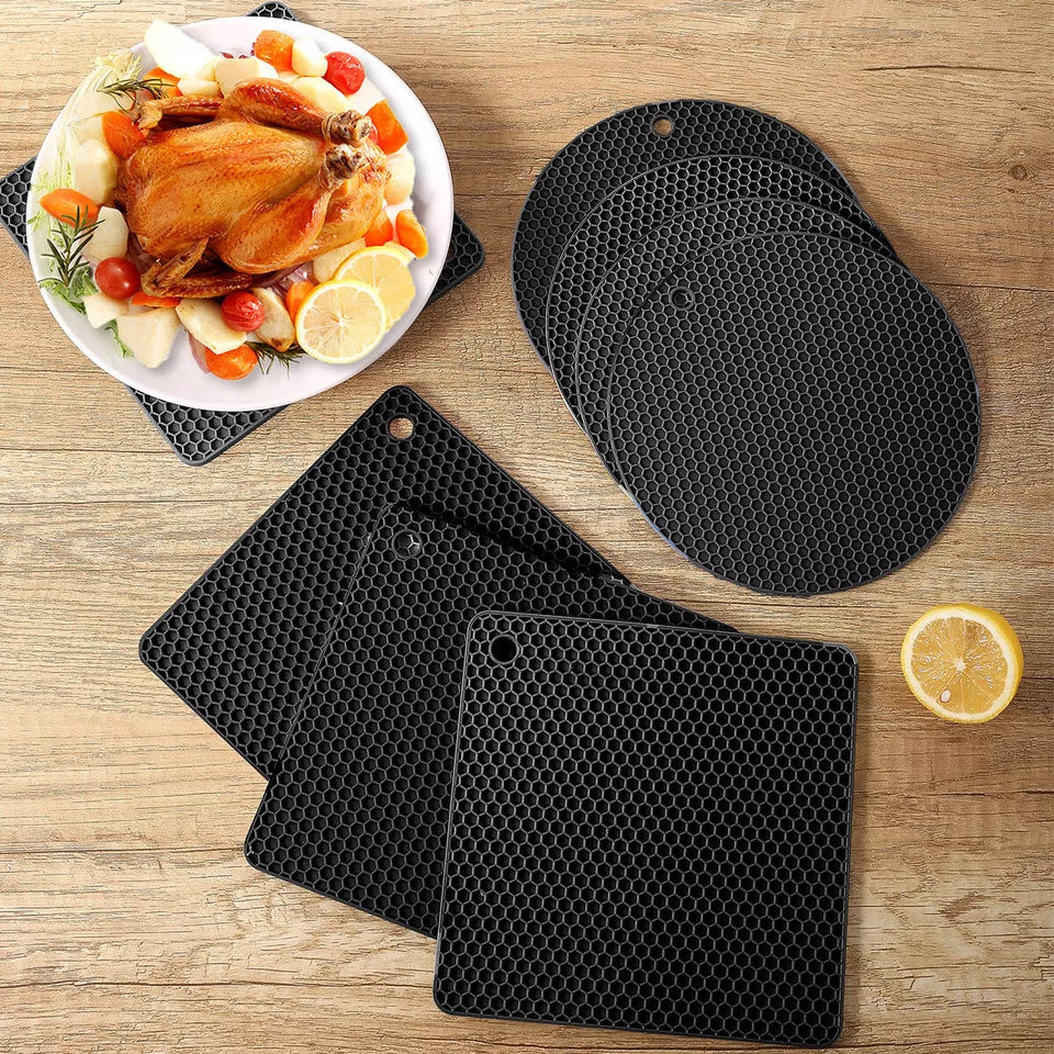 4X Non-slip Heat Resistant Silicone Kitchen Trivet mat Pan Hot Pot Holder Tray