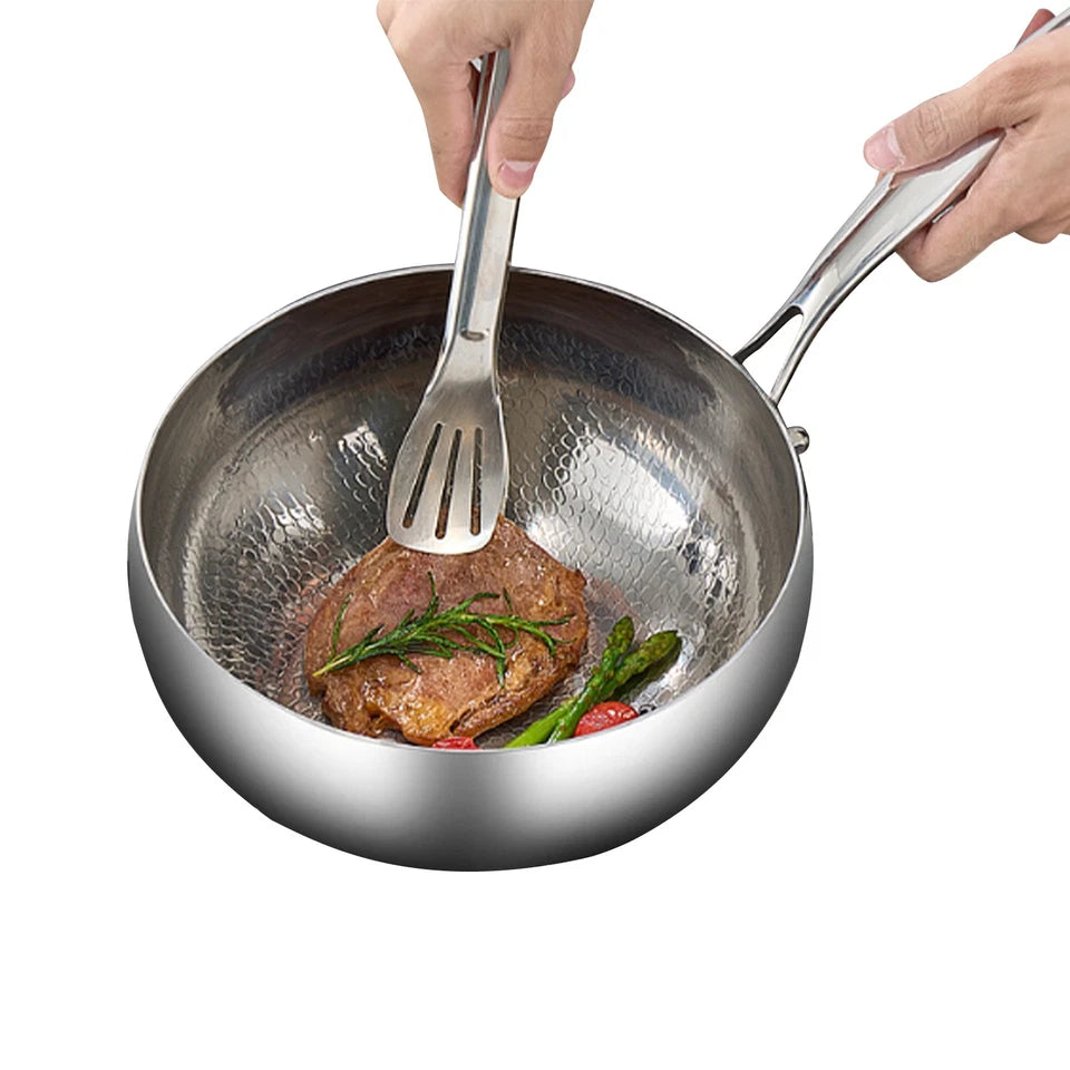 24cm Wok Pan Deep Frying Pan with Lid Titanium Coating Quick-Heating Flat